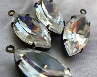 Crystal 18X9mm Navette Glass Drops 4 Pcs