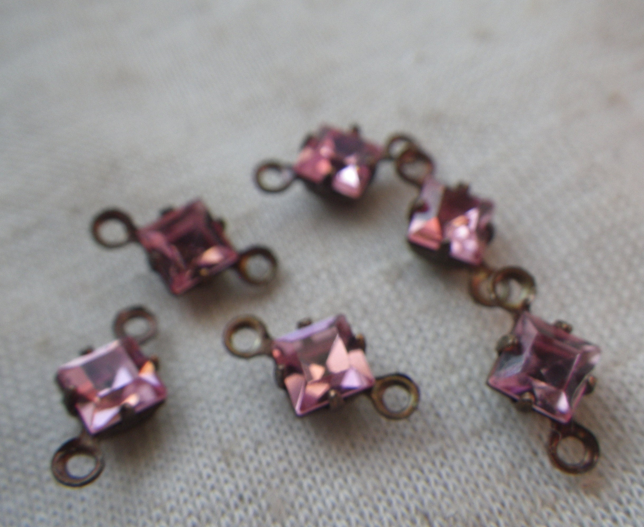 Light Rose Pink Vintage 4mm Square Brass Ox Connector 6 Pcs - Etsy