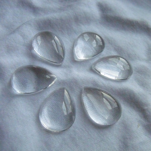 Clear 18x13mm Pear Magnifying Glass Cabochons 6