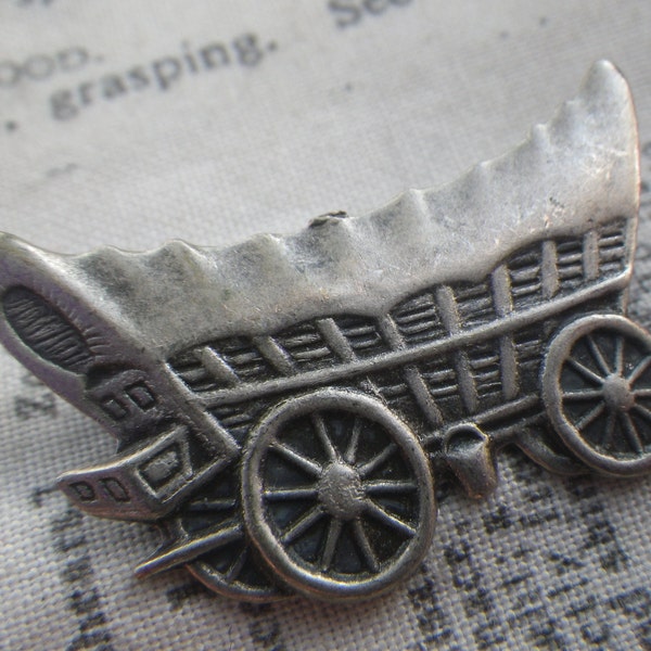 Wagon Train Antiqued Silver Plated Pin 35x20mm 1 Pc