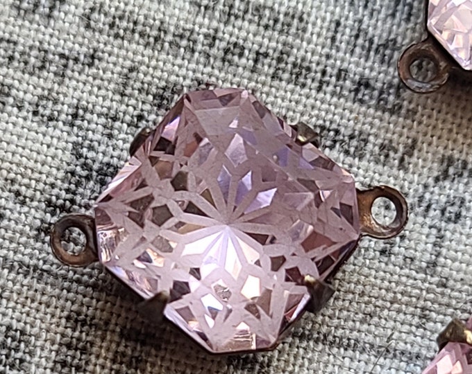 Rose Pink Etched Flower Rhinestone 10mm Rounded Square Links 4 Pcs - Etsy
