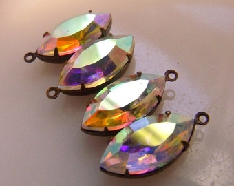 Crystal AB 18X9mm Navette Glass Drops 4 Pcs
