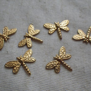 Dragonfly Vintage Brass Stampings 14x10mm 12 Pcs