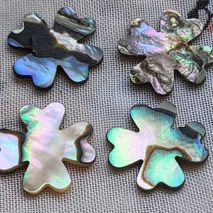 Vintage Abalone Shell 15mm Flower Cabochons 4 Pcs