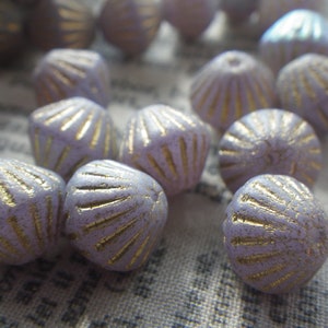Tribal Bicone Thistle with Etched and AB Finishes and a Gold Wash 11mm Pressed Bicone Beads 15 Pcs