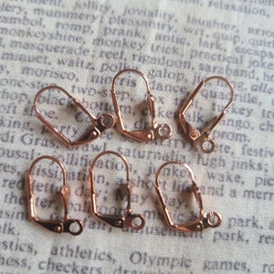 Rose Gold Brass Leverback Ear Wires with Shell 12 Pcs