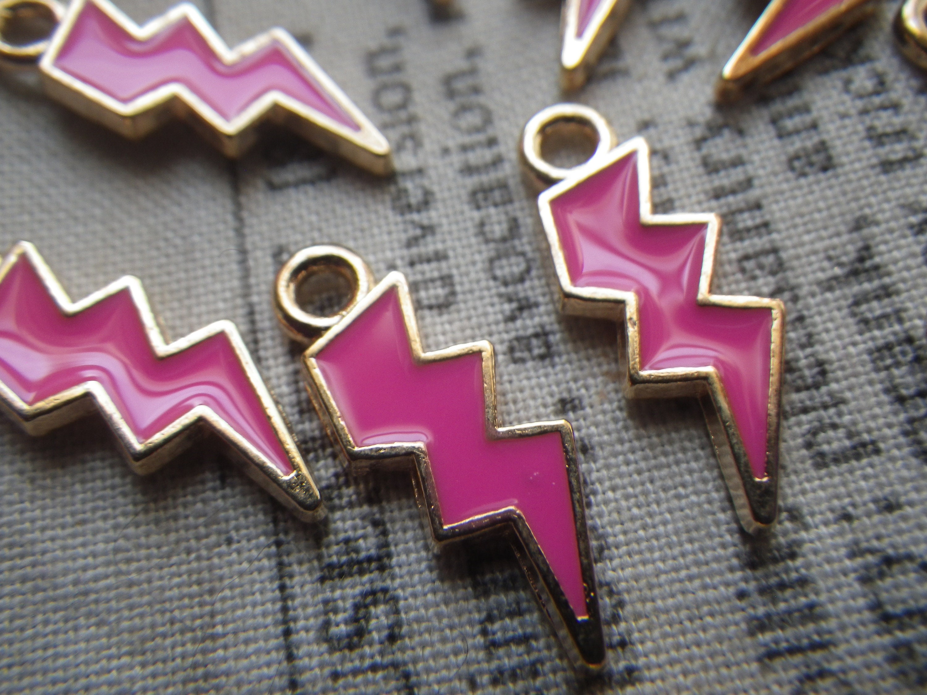 Lightning Bolt Charms-red White Blue Black and Pink Enamel Lightning Bolt Charms  for Jewelry Making-bulk Jewelry Charms-gold Mini Earring 