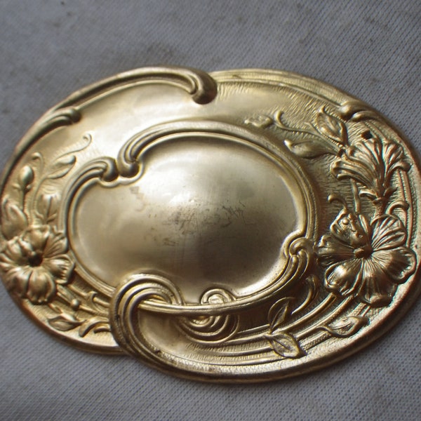 Fabulous Brass Vintage Floral Plaque Ormolu 72x50mm 3x2 inches 1 Pcs