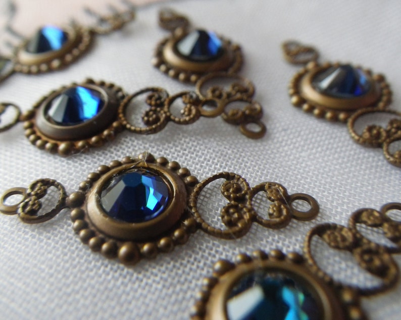 Bermuda Blue Crystal Spyglass Filigree Drops 6 Pcs image 1