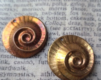Nautilus Spiral Brass Ox Stampings Charms Pendants 27mm 2 Pcs