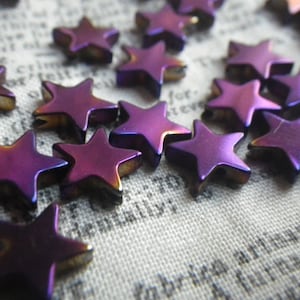 Metallic Violette Synthetische Hämatit Sterne Perlen 10 mm 20 Stk