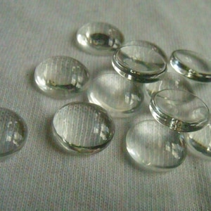 Clear Glass 12mm Round Cabochons 12 Pcs