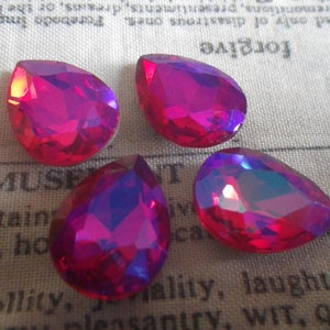 Siam AB 18X13mm Pear Glass Gems Foiled 4 Pcs