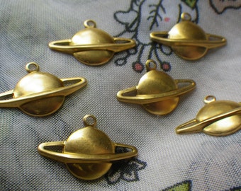 Swiftly Tilting Planet Saturn Stampings 22x14mm 6 Pcs