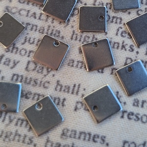 Steel Square Blanks 7mm Charms 10 Pcs