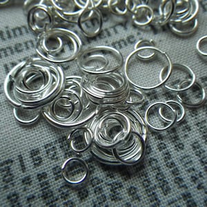 Silver Plated Jump Ring Mix 4-10mm 1 ounce about 200 pieces