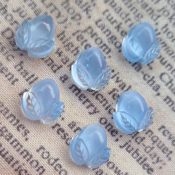 Blue Moonstone Vintage Acorn Cabs 12x10mm 6 Pcs