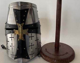 Special Edition Templar Crusader Knight Helmet with Free Display Stand Gift for Him