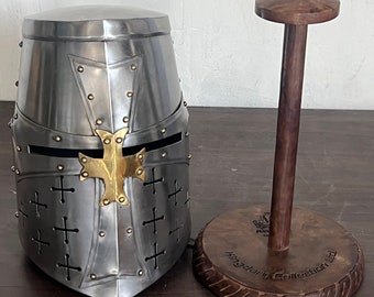Special Templar Knight Helmet with Free Display Stand Gift for Him