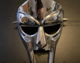 Schwarze MF DOOM Maske Mad-Bösewicht Stahl-Gesichtsschutz Mittelalterliche handgeschmiedete Maske