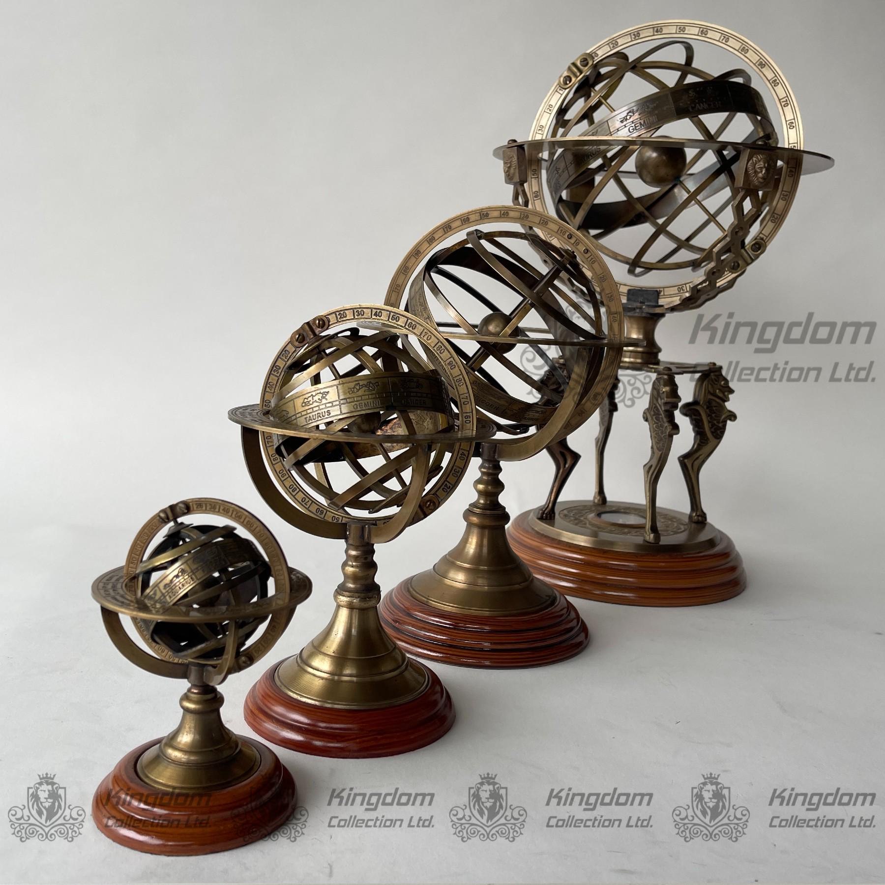 Sphere Compass Model 18 Inch Brass Armillary Sphere With Working Compass, Lion Brass Sphere ...