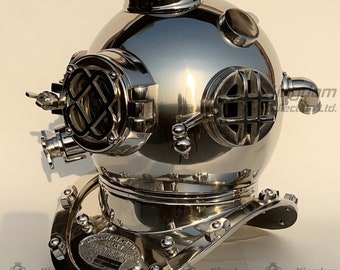 Chrome Diving Helmet US Navy Deep Sea Divers Helmet Nautical Gift