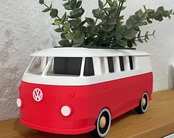 VW Bulli Blumentopf – 3D-gedruckter Mini-Van als Pflanzgefäß oder Stiftehalter • Nostalgische Deko • Handgemacht für Sukkulenten & Stifte
