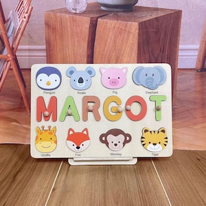 Namenspuzzle, personalisiertes Geschenk für Baby und Kleinkind, natürliches Holzpuzzle, Erstes Geburtstagsgeschenk