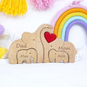 Wooden Jigsaw Family Puzzles-Custom Wooden Elephant Family Name Puzzles-Wooden Name Puzzles-Unique Family Name Puzzles-Family Gifts