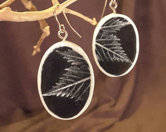 Spring in Negative Grape Leaf Earrings