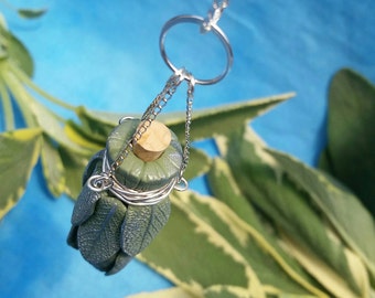 Sage Smudge Bottle Necklace with Silver Chains