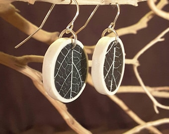 Spring in Negative Elm Leaf Earring