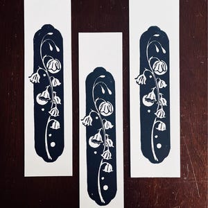 Convallaria majalis - Lily of the Valley bookmark • giclee print of linocut  • art nouveau nature bookmark, gift for book lovers / readers