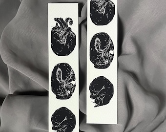 Marcapáginas acogedor de gato negro • Marcapáginas con 3 gatos negros durmiendo • Impresión giclée de grabados originales en linóleo • Marcapáginas acogedor para lectores y amantes de los gatos