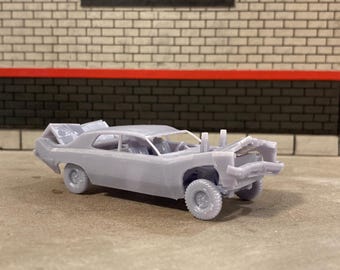3D Printed 1/64 Scale mid 1970’s Chevy Caprice / Impala Style Wrecked Demolition Demo Derby Car Resin (Plastic) Model For Diecast Diorama