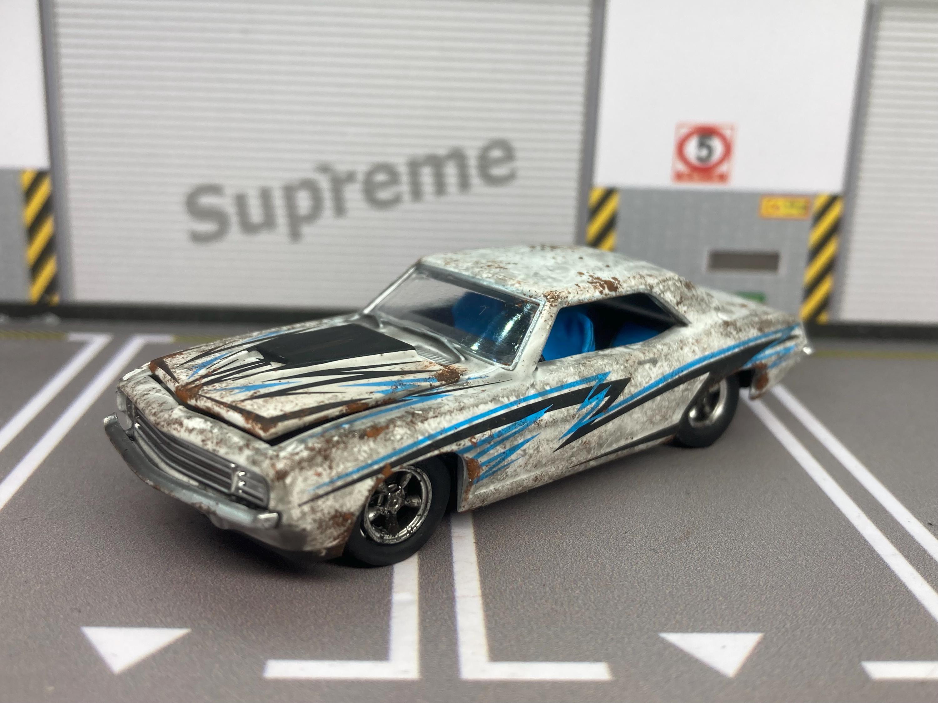 1969 Chevy Camaro Customized 1/64 scale Diecast Car. Custom Barn Find Style. Weathered And Rusty M2 Machines Muscle Car