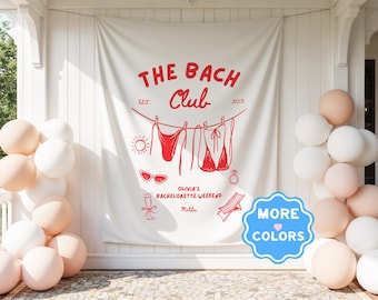 Custom Bachelorette Sign Bach Social Club Custom Bachelorette Party Bikini Personalized Banner Bachelorette Decorations Bach Party Decor