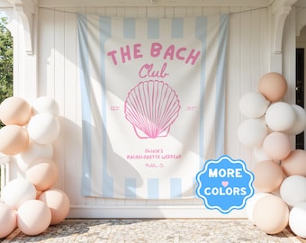 Beach Bachelorette Tapestry Coastal Bachelorette Decorations Beach Bachelorette Banner Last Splash Sign Custom Tapestry Pink Shell