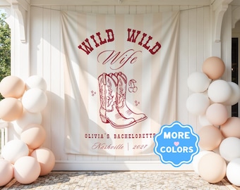 Wild Wild Wife Bachelorette Tapestry Banner Custom Bachelorette Sign Banner Personalized Bachelorette Party Decorations Western Party Decor