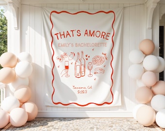 Italian Custom Bachelorette Signs That's Amore Custom Bachelorette Party Banner Personalized Bachelorette Banner Party Decorations