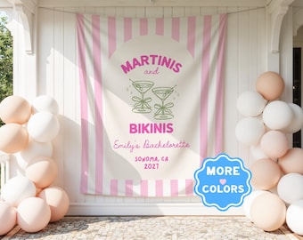 Martinis and Bikinis Bachelorette Banner Beach Custom Bachelorette Party Sign Personalized Banner Bachelorette Decorations Bach Party Decor