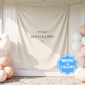 Décoration de fiançailles personnalisée, toile de fond, bannière de fiançailles personnalisée, panneau « Nous sommes fiancés », fête de fiançailles, esthétique, mariage moderne