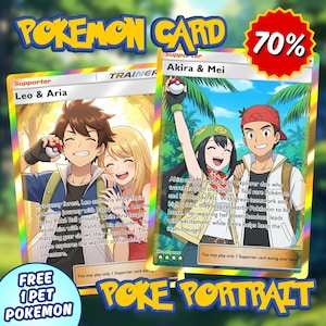 CUSTOM POKEMON CARD, Personalized Pokemon Valentine's Day Gift, Pokemon Gifts, Custom Pet Portrait, Valentine Gift, Pokemon Card Commission
