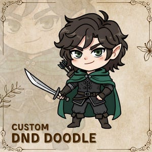 CUSTOM DND Doodle Character Art Illustration: dungeon and dragons, Fantasy RPG Commission, portrait avatar