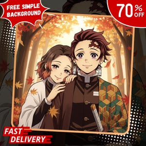 Special Gift l Anime Slayer Custom Anime Portrait l Anime Couple Portrait l Personalized Couple Anime Illustration l Digital Art