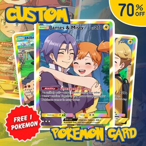 Carte Pokémon personnalisée, cadeaux Pokémon, portrait d'animal de compagnie personnalisé, cadeau Pokémon personnalisé pour la Saint-Valentin, commission de carte Pokémon, cadeau Saint-Valentin