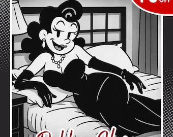 Portrait in retro cartoon style, black and white personalize portrait, custom portrait in 30&#39;s cartoon style for couple or family with pets