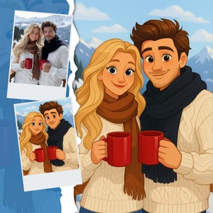 Disney Portrait, Couple Portrait, Portrait From Photo, Cartoon Style, Custom Gift, Personalized Gift, Mother's Day Gift, Custom Disney Style