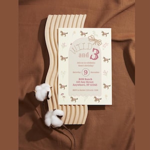 Wild and Three girly horse themed Birthday Invitation Template