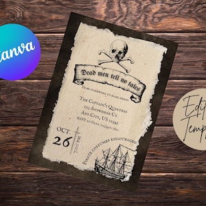 Pirate Themed Party invitation, perfect for Halloween or birthday parties!